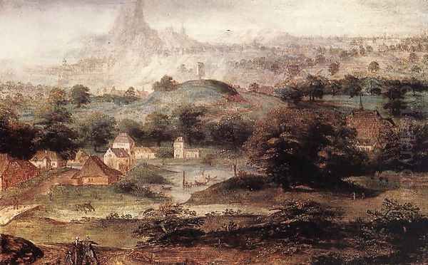 Landscape with the Banishment of Hagar Oil Painting by Herri met de Bles