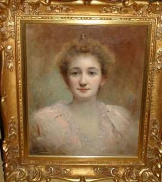 Portrait De Femme A La Robe Blanche Oil Painting by Angelo Asti