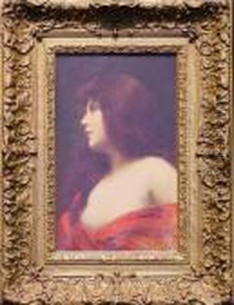 Auburn Haired Beauty Oil Painting by Angelo Asti