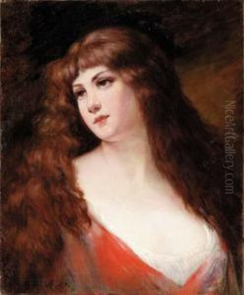 An Auburn Haired Beauty
Oil On Canvas Oil Painting by Angelo Asti