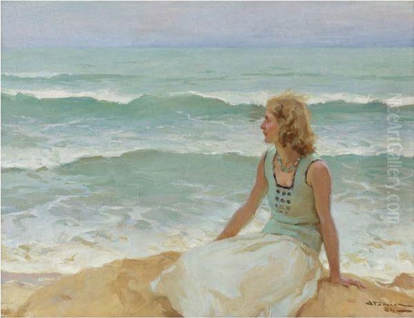 On The Beach Oil Painting by Charles Garabed Atamian