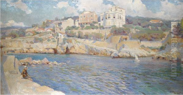 Near Cap D'ail, Cote D'azur Oil Painting by Charles Garabed Atamian