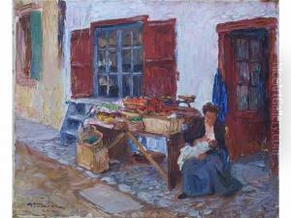 Ciboure, Petite Epicerie De Quartier Oil Painting by Charles Garabed Atamian