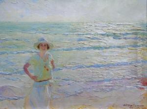 Femme En Bord De Mer Oil Painting by Charles Garabed Atamian