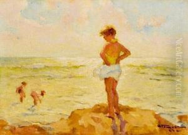 Bord De Plage Oil Painting by Charles Garabed Atamian