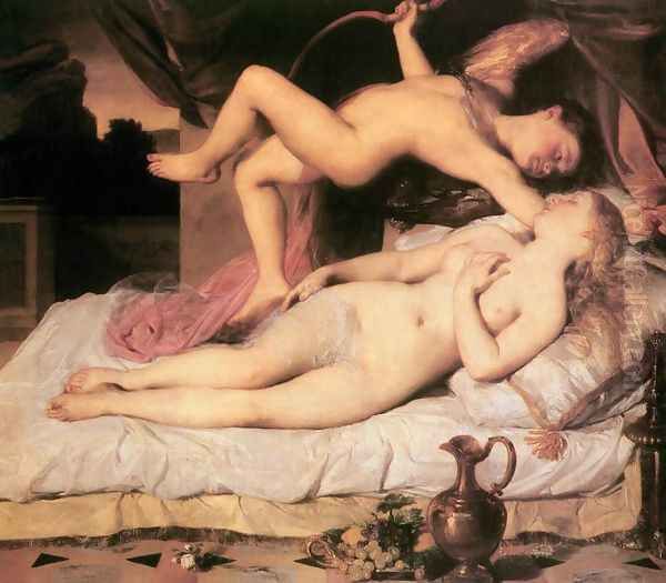 Amor es Pszyche, 1850-55 Oil Painting by Karoly Brocky