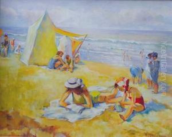 Sur La Plage Oil Painting by Charles Garabed Atamian