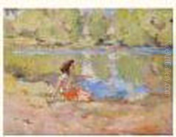 Jeune Fille Au Bord De L'eau Oil Painting by Charles Garabed Atamian