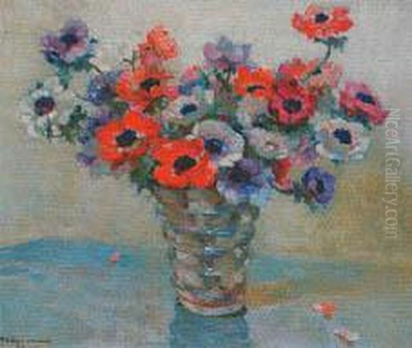 Anemones Dans Un Vase Oil Painting by Charles Garabed Atamian