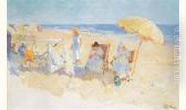 < Sur La Plage >. Oil Painting by Charles Garabed Atamian