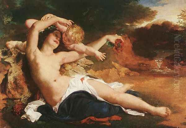 Venusz es Amor, 1850 Oil Painting by Karoly Brocky