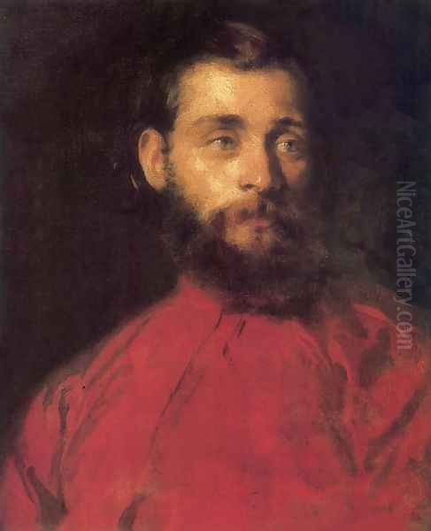 Self-Portrait after 1850 Oil Painting by Karoly Brocky