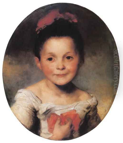 Leanyka kepe, 1850-55 Oil Painting by Karoly Brocky