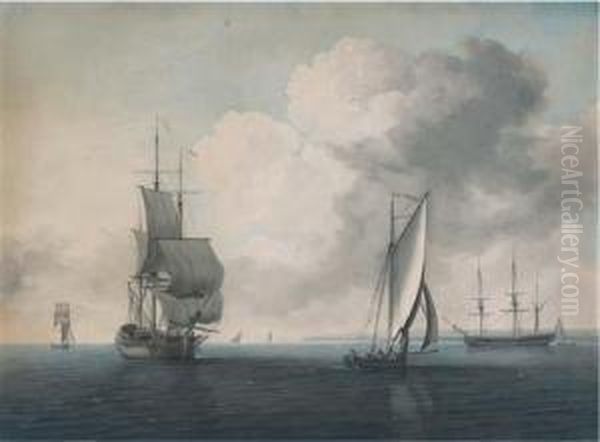 A Gentle Breeze In The Channel Oil Painting by Samuel Atkins