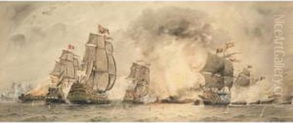 The Battle Of Trafalgar Oil Painting by William Edward Atkins