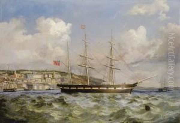 Shipping Off Cobh Oil Painting by George Mounsey Wheatley Atkinson