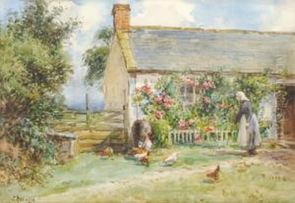 Feeding Time Hinderwell Oil Painting by John Atkinson