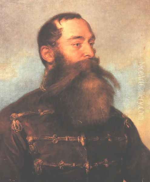 Kmety Gyorgy honvedtabornok kepmasa, 1850 Oil Painting by Karoly Brocky