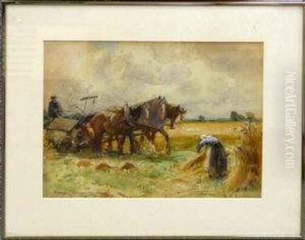 Cutting Corn Oil Painting by John Atkinson