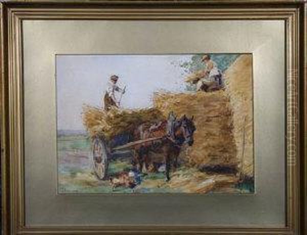 Building A Haystack Oil Painting by John Atkinson