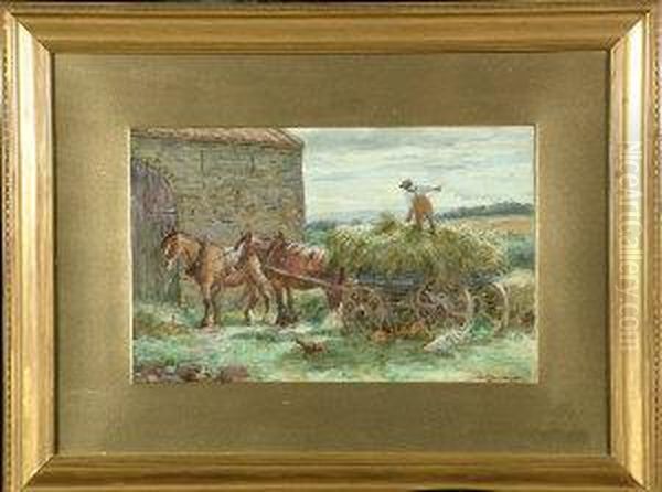 A Farm Scene With A Hay Cart Oil Painting by John Atkinson