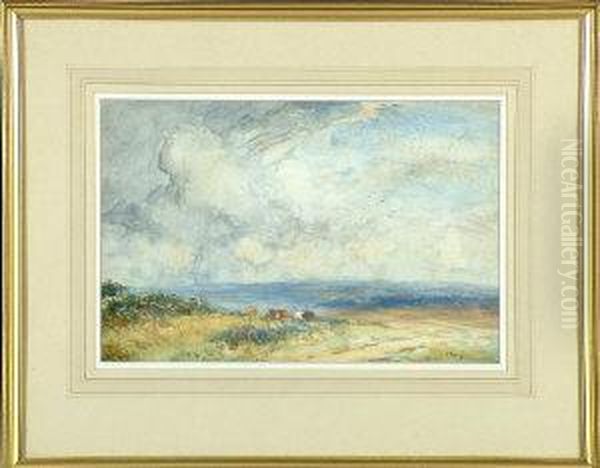 A Yorkshire Landscape With Cattle Grazing Below A Summer Sky Oil Painting by John Atkinson