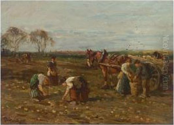 Working In The Field Oil Painting by John Atkinson