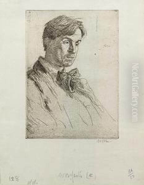 William Butler Yeats (campbell Dodgson 27) Oil Painting by John Augustus Atkinson