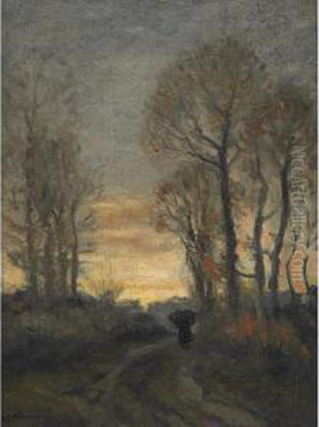 Walking Down The Pathway Oil Painting by William Edwin Atkinson