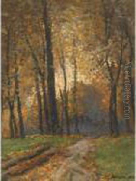 Forest Path Oil Painting by William Edwin Atkinson