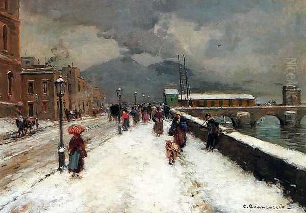 A Blustery Winter Day Oil Painting by Carlo Brancaccio