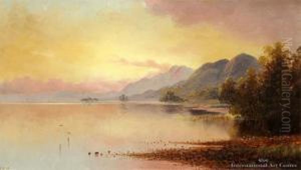 Sunset Coastline Oil Painting by Thomas Reginald Attwood