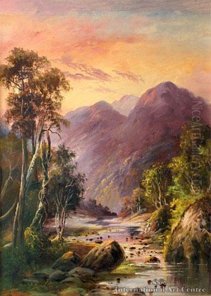 Sunset Stream Oil Painting by Thomas Reginald Attwood