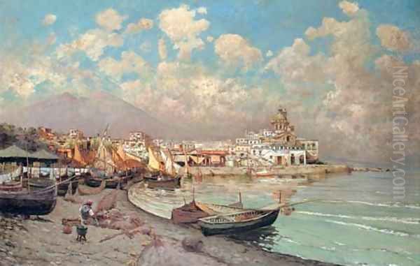 Mount Vesuvius from Procida Oil Painting by Carlo Brancaccio