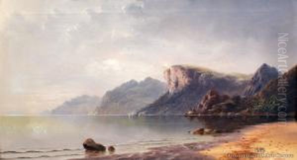 Cliffs, Mercury Island Oil Painting by Thomas Reginald Attwood