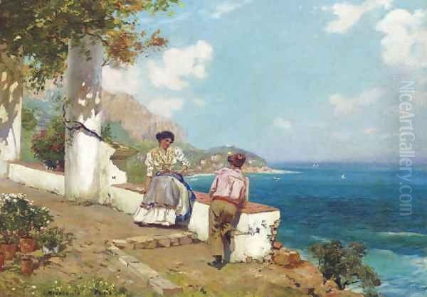 Courting Couple, Naples Oil Painting by Carlo Brancaccio