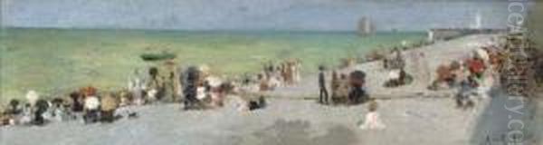 Scene De Plage Oil Painting by Albert Aublet