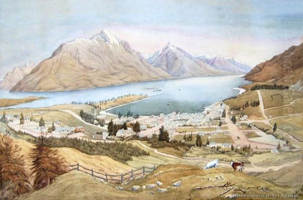 Panoramic View Of Queenstown Oil Painting by Christopher Aubrey