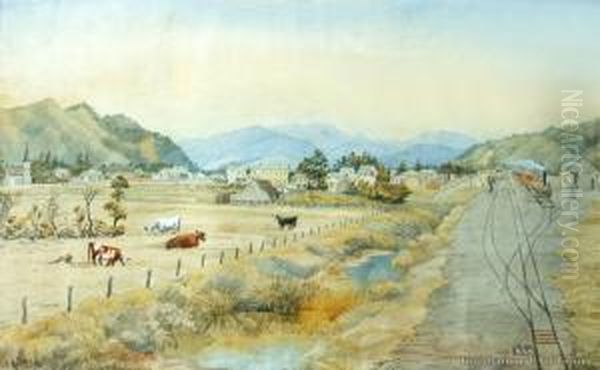 Upper Hutt Railway Station Oil Painting by Christopher Aubrey