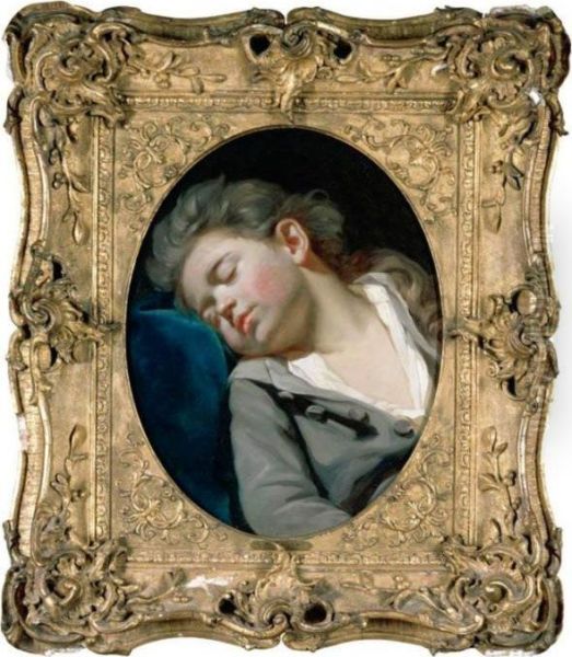 A Sleeping Boy Oil Painting by Etienne Aubry