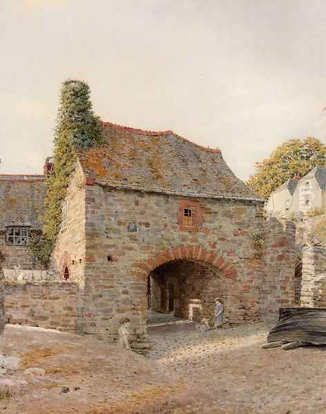 Old Buildings At Kingswear, South Devon Oil Painting by George Price Boyce