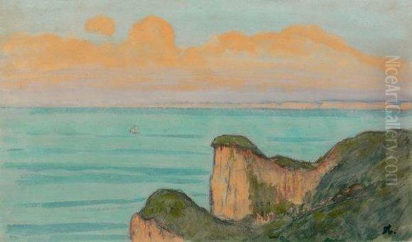 Le Val Saint Nicolas, Vue Sur Les Falaises De Dieppe Oil Painting by Jean-Francis Auburtin