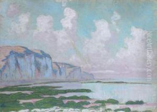 Les Falaises A Varengeville Oil Painting by Jean-Francis Auburtin