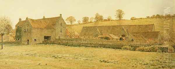 The Old Tithe Barn and Farm House near Bradford-on-Avon, 1878 Oil Painting by George Price Boyce