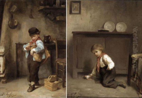 Little Rascals Oil Painting by Joseph-Athanase Aufray