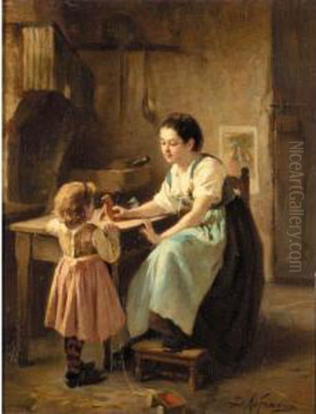 Little Helpers Oil Painting by Joseph-Athanase Aufray