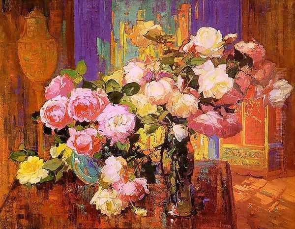 Roses Oil Painting by Franz Bischoff