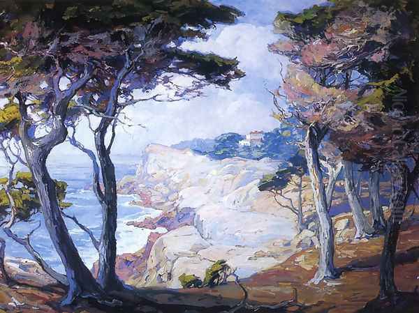 A Villa on the Monterey Coast Oil Painting by Franz Bischoff