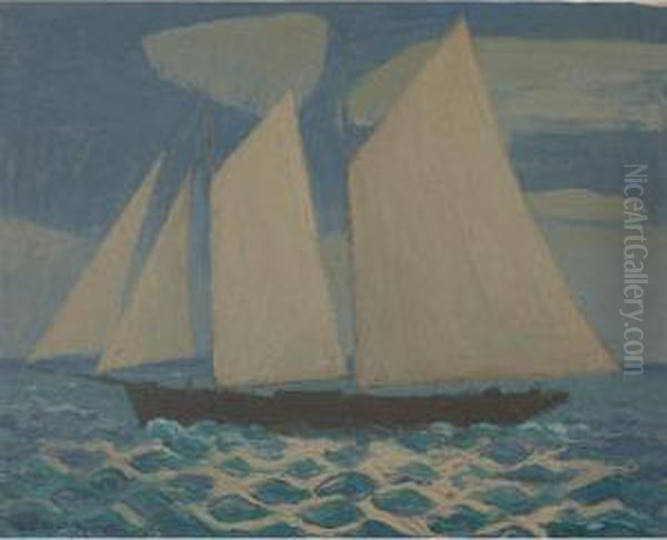 Ship Under Sail Oil Painting by George Copeland Ault