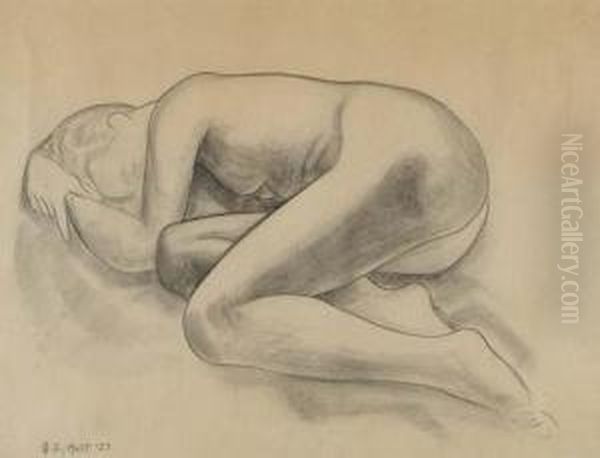 Reclining Female Nude Oil Painting by George Copeland Ault